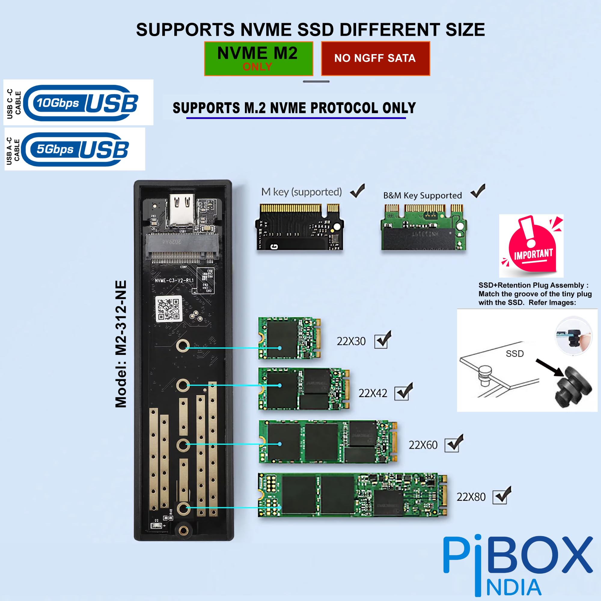 Amazon.com: NVME M2 Enclosure, PiBOX India NVMe SSD Enclosure